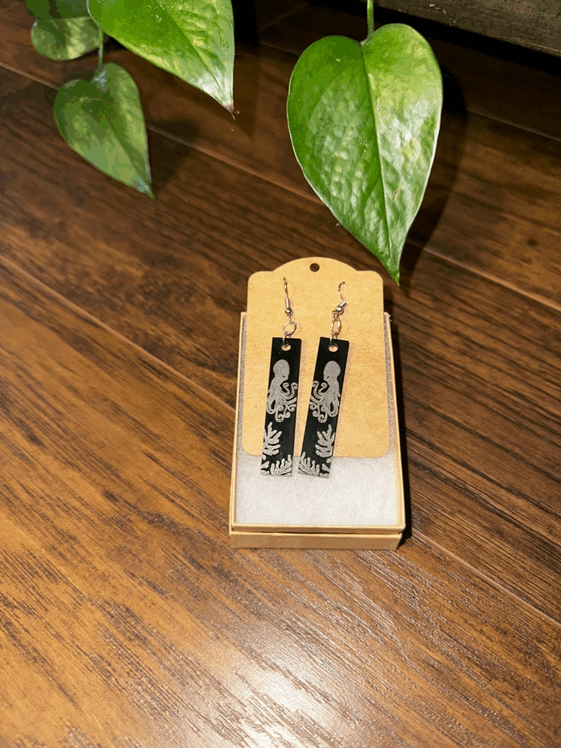 Octopus Etched Earrings