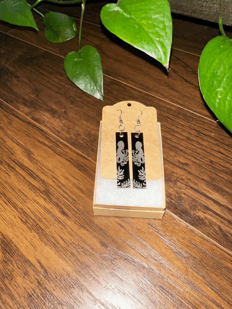 Octopus Etched Earrings - Image 2