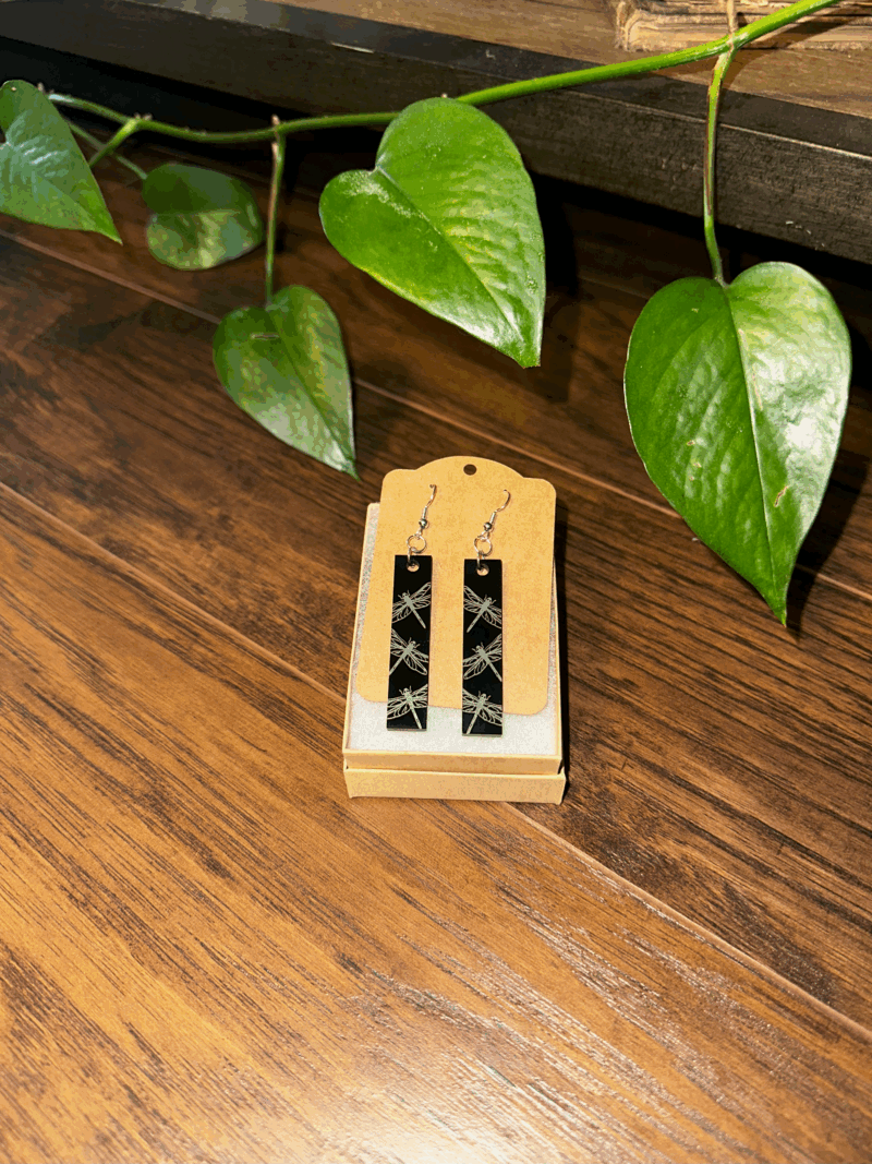 Dragonfly Etched Earrings