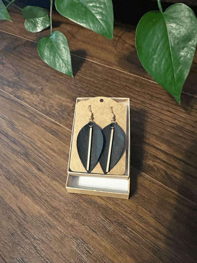 Leather and Gold Leaf Earring - Image 2