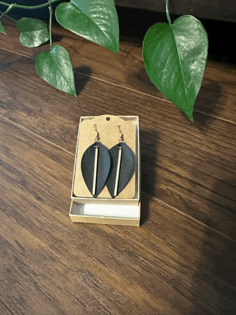 Leather and Gold Leaf Earring