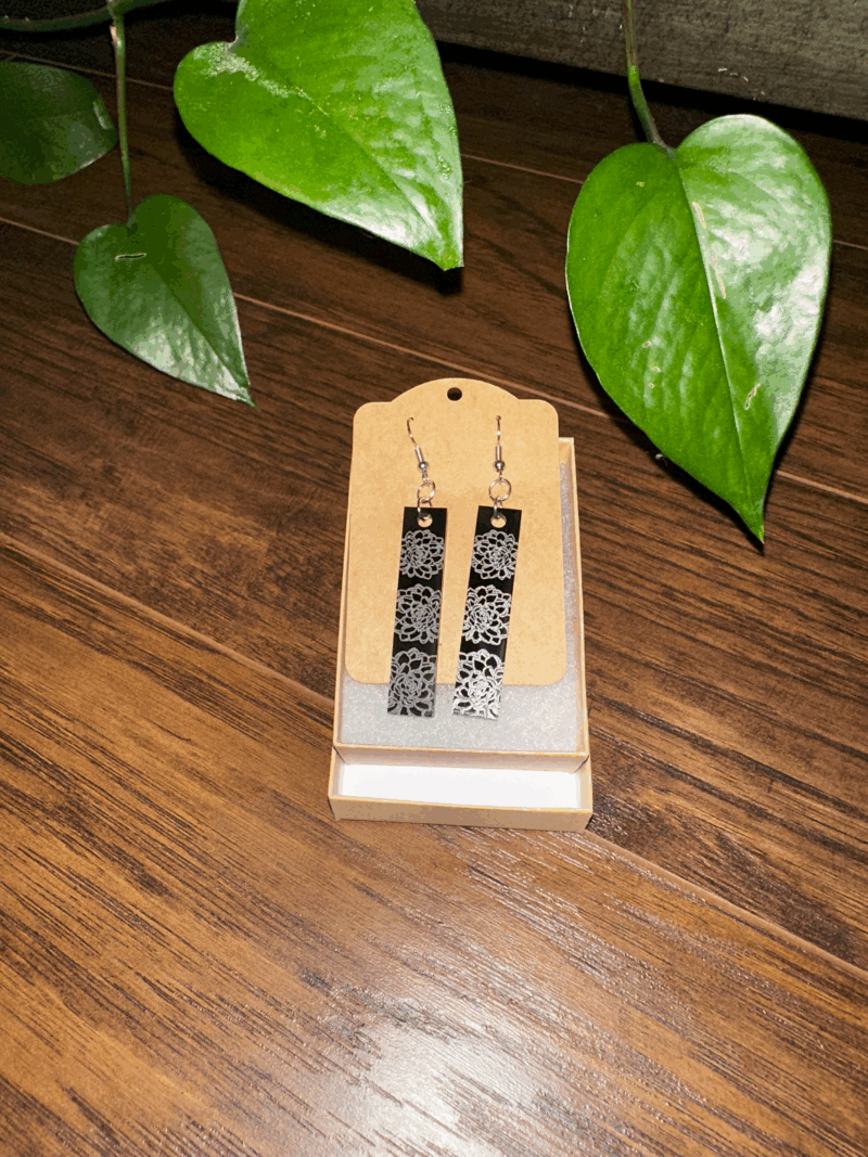 Flower Etched Earrings - Image 2
