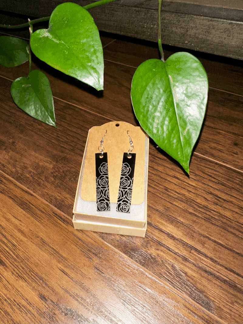 Rose Etched Earrings - Image 2